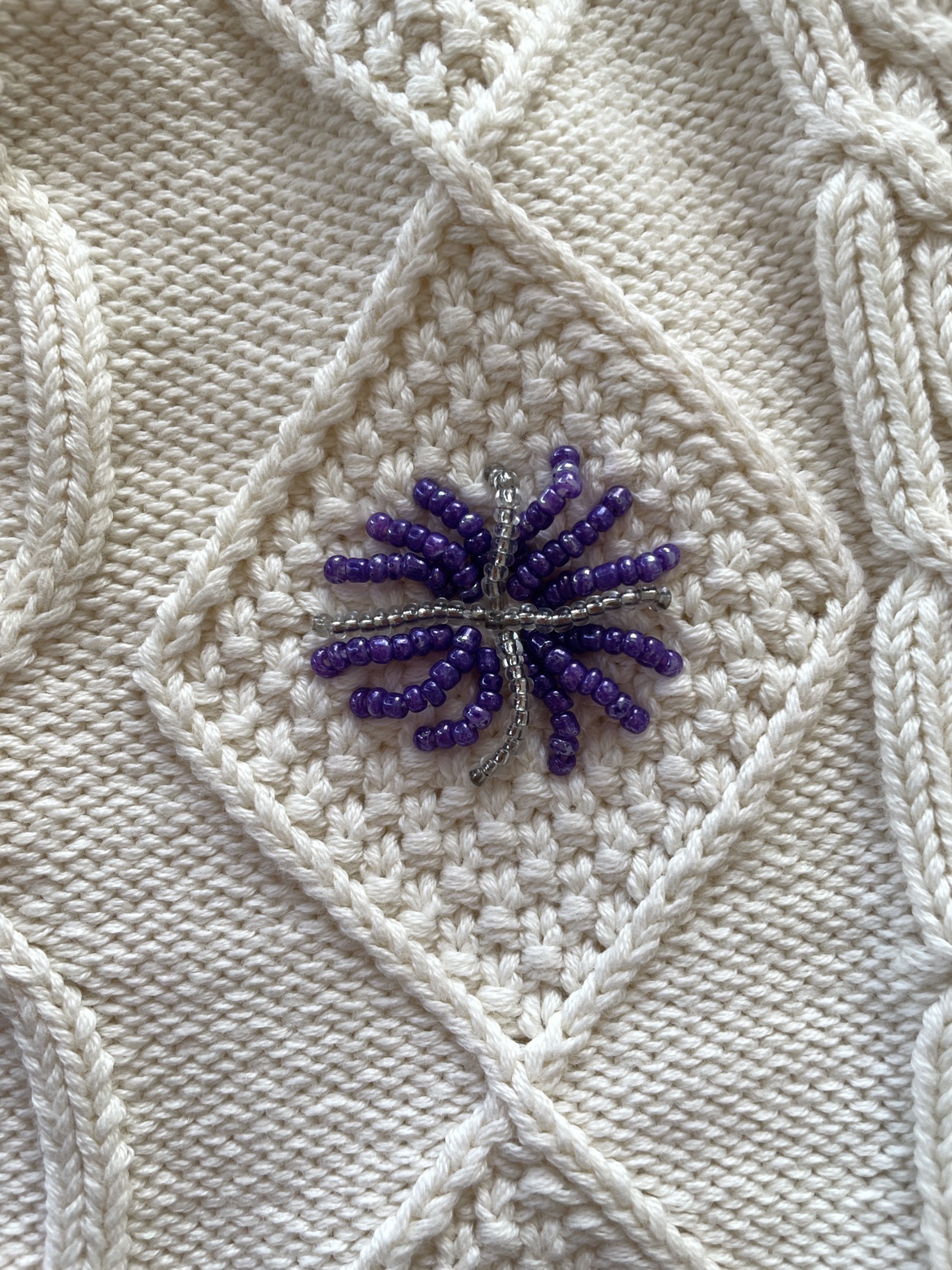 ZARA Cream Knit top with Beaded Flowers - photo 3