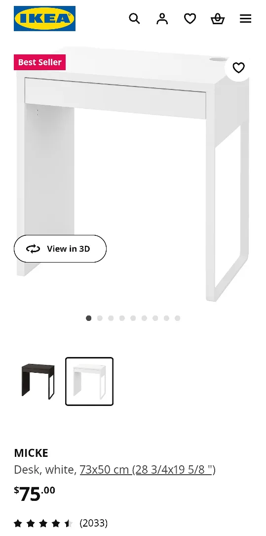 🔲 MICKE Desk from IKEA + Desk Lamp + Pen Cups thumbnail