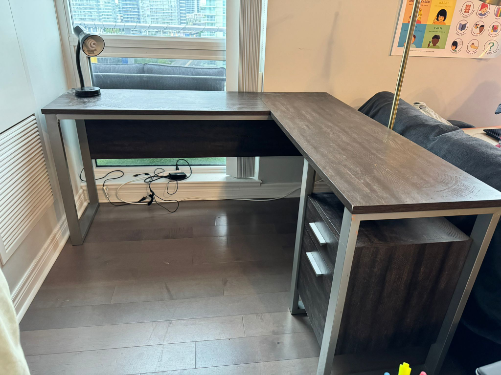 Modern L-Shaped Desk with Drawers - Moving Out Sale!
