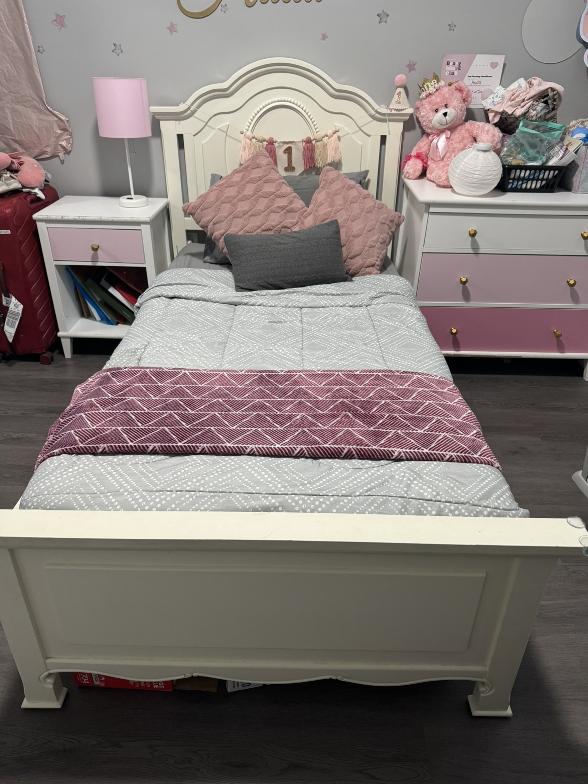 White Bed Frame with Matching Dresser and Nightstand - photo 2