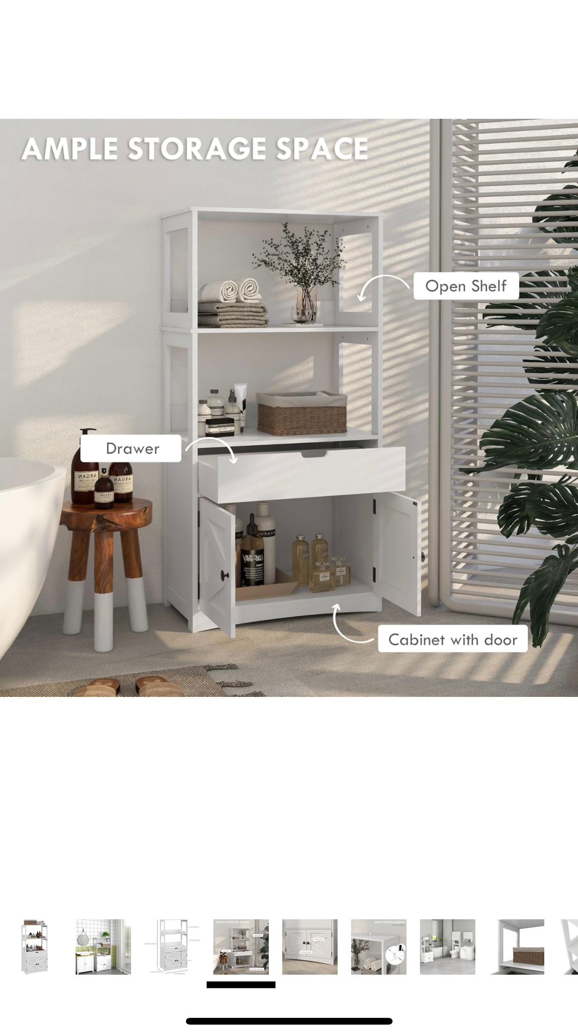 White Bathroom Storage Cabinet - photo 4