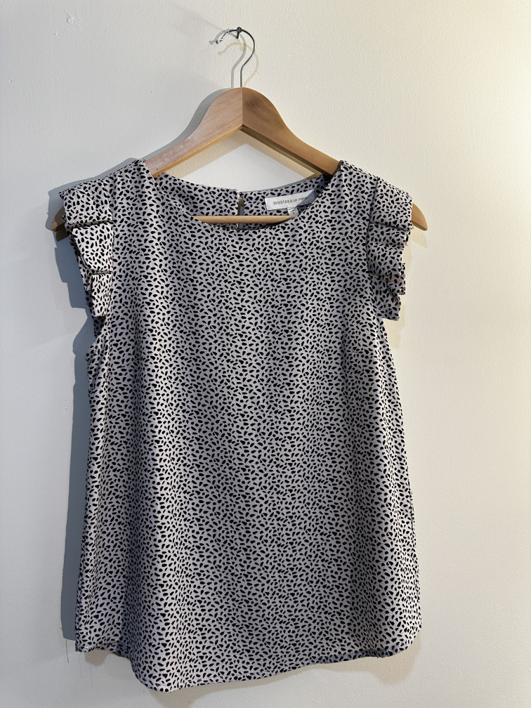 White and Black  Printed Blouse
