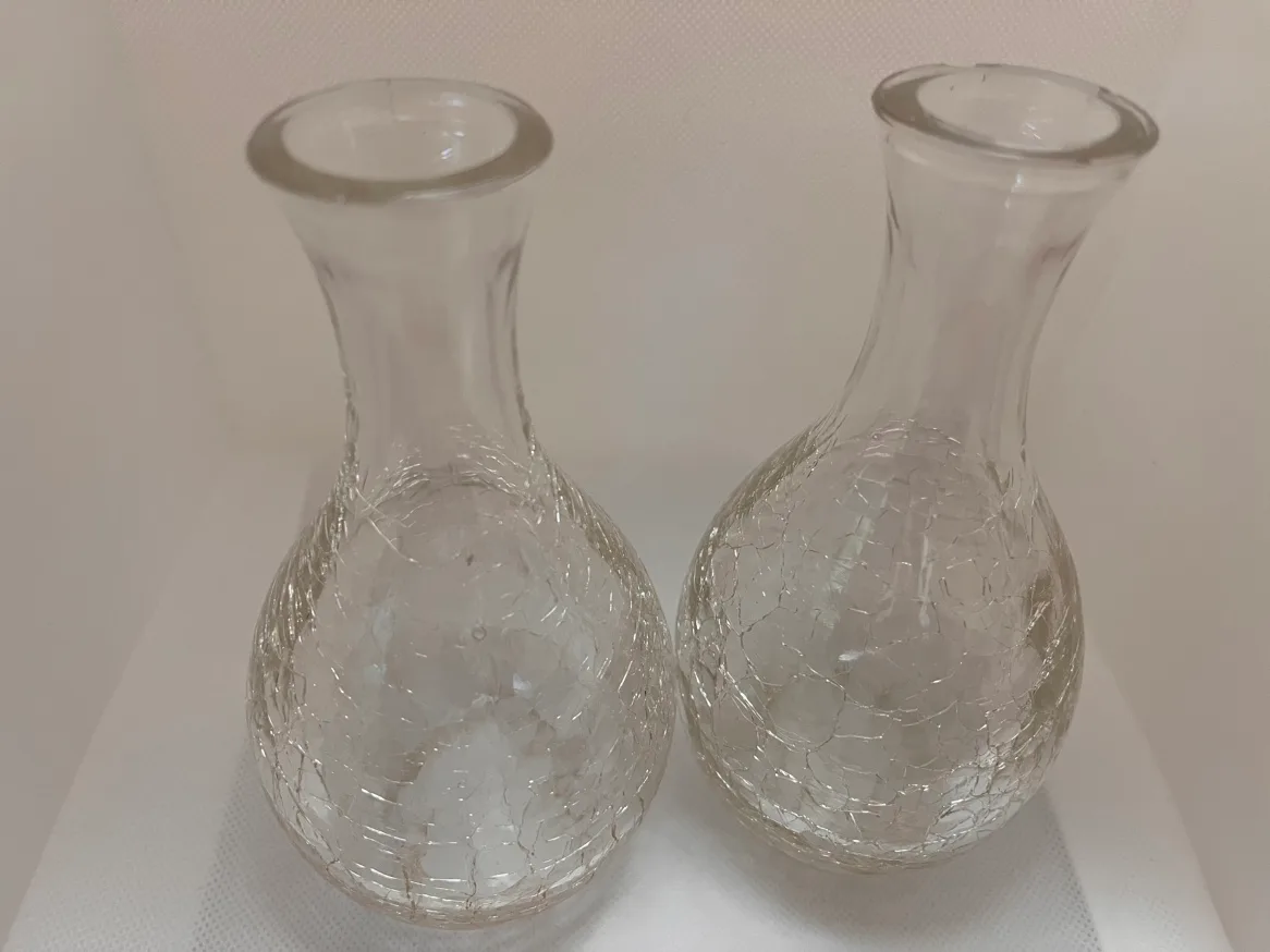 🇨🇦 Set of 2 Crackle Glass Vases image indicator(2)