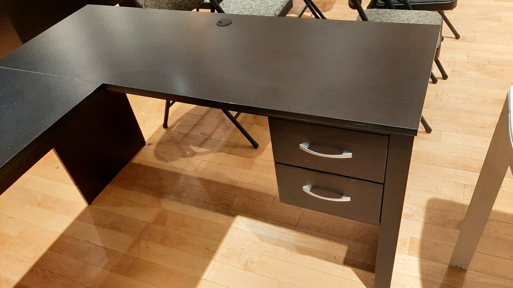 Black L-Shaped Desk with Drawers - photo 4
