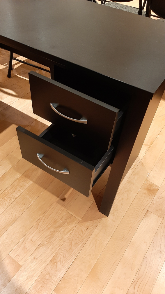 Black L-Shaped Desk with Drawers - photo 5