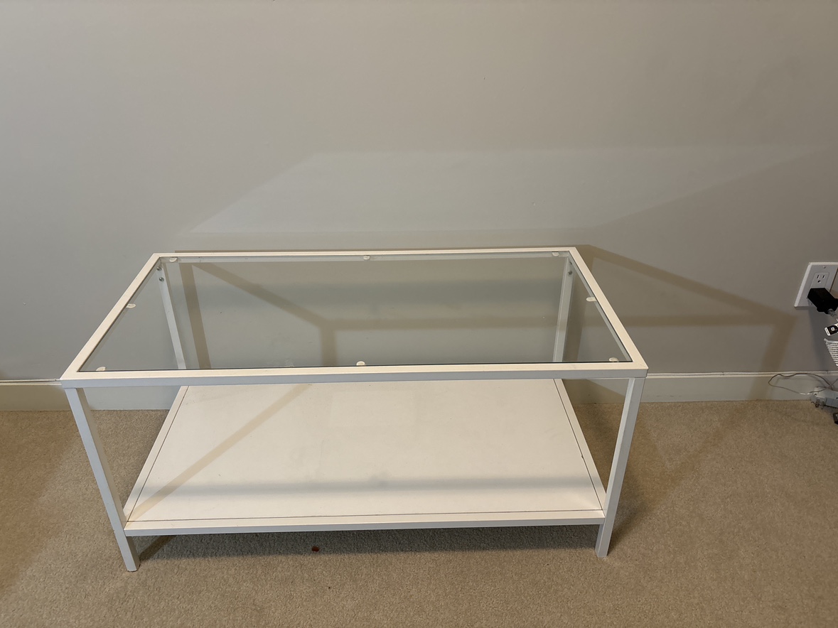 White Glass Top Coffee Table