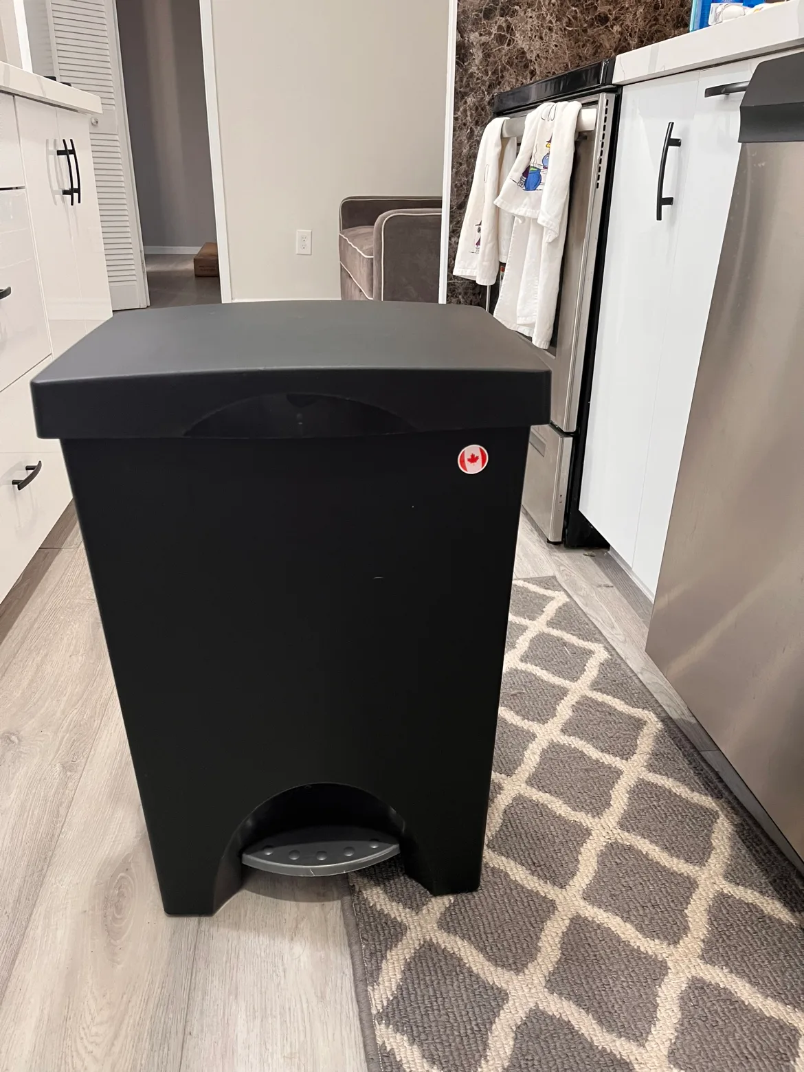 Black Double Kitchen Garbage Can with Foot Pedal thumbnail