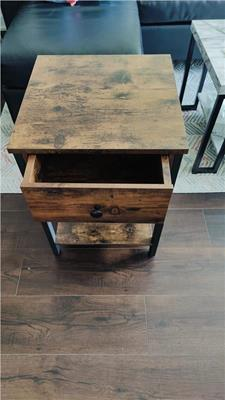 Side Table with Drawer - Black and Brown - photo 2