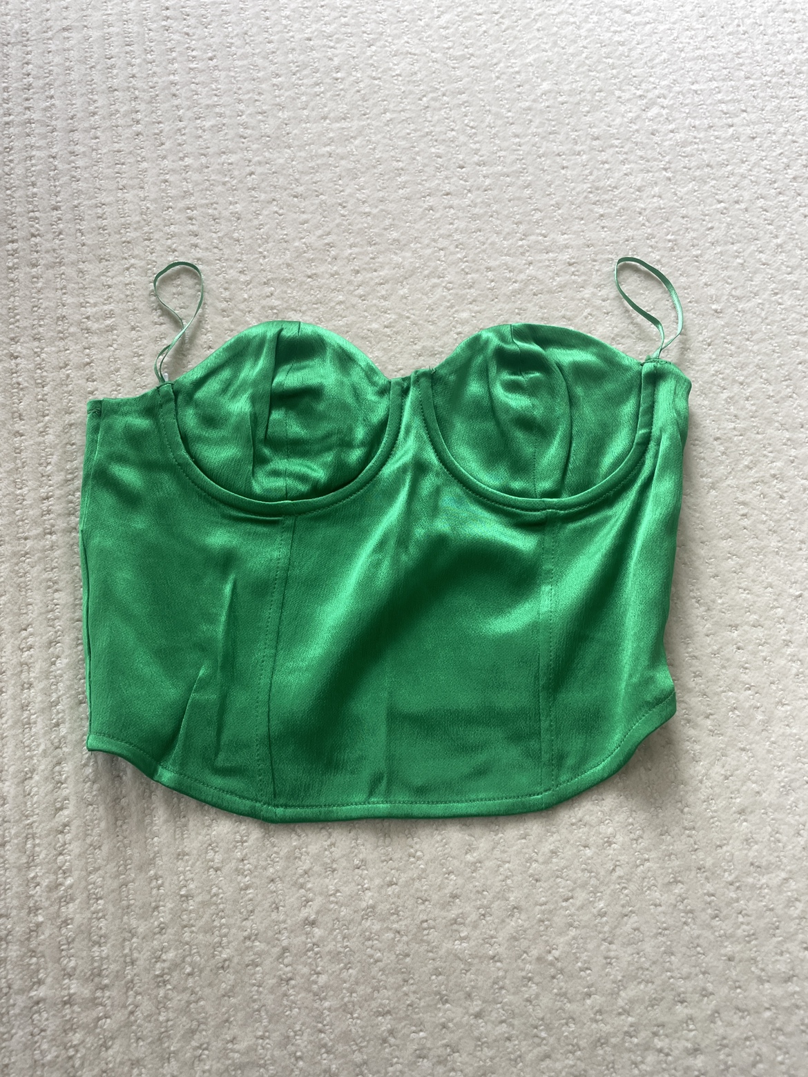 Zara Green Satin Corset Top