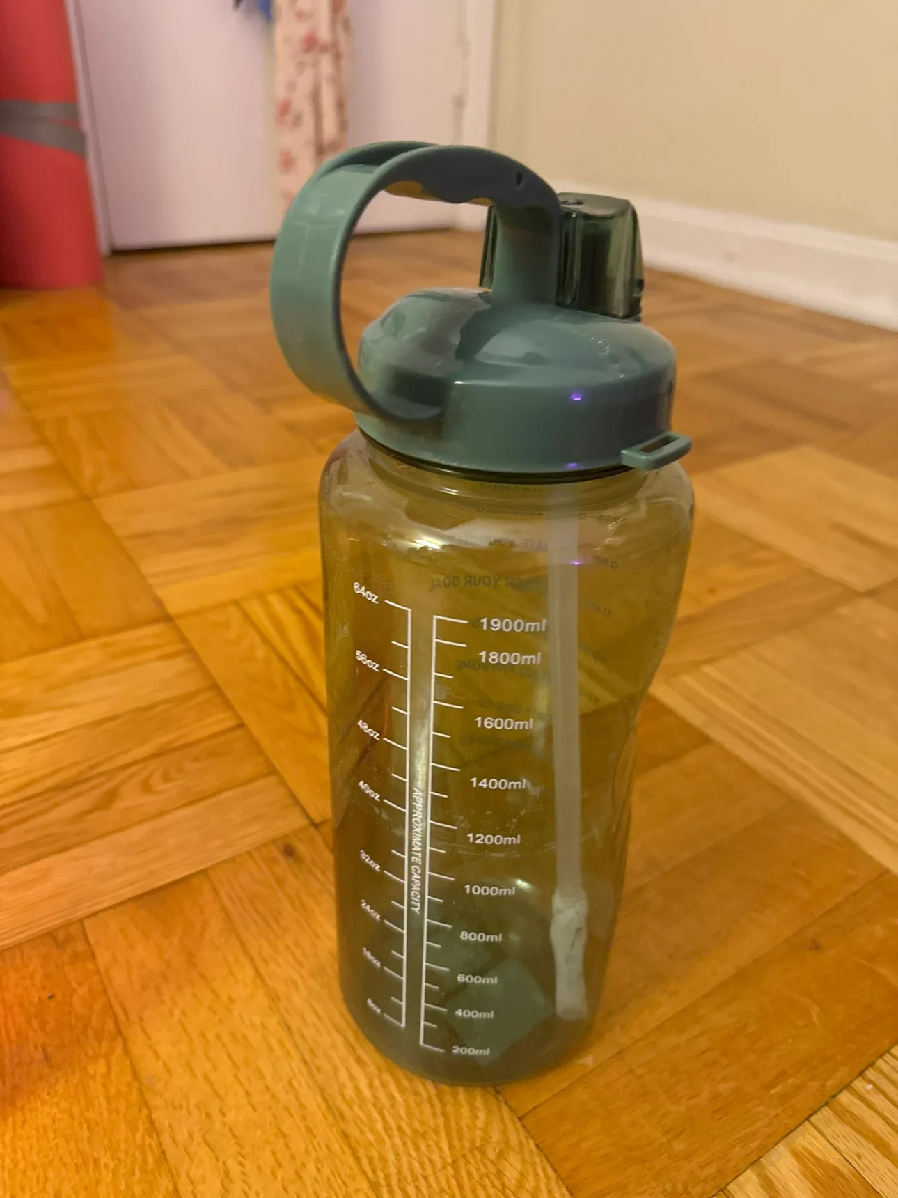 Multiple Water Bottles(pink green black with straw) image indicator(4)