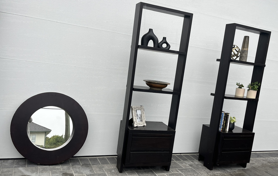 Black Bookshelf/ Display shelf with Two Drawers - photo 4