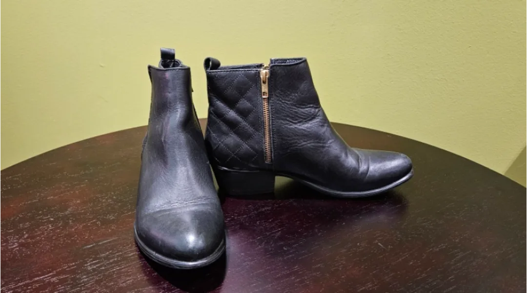 Black Leather Ankle Boots