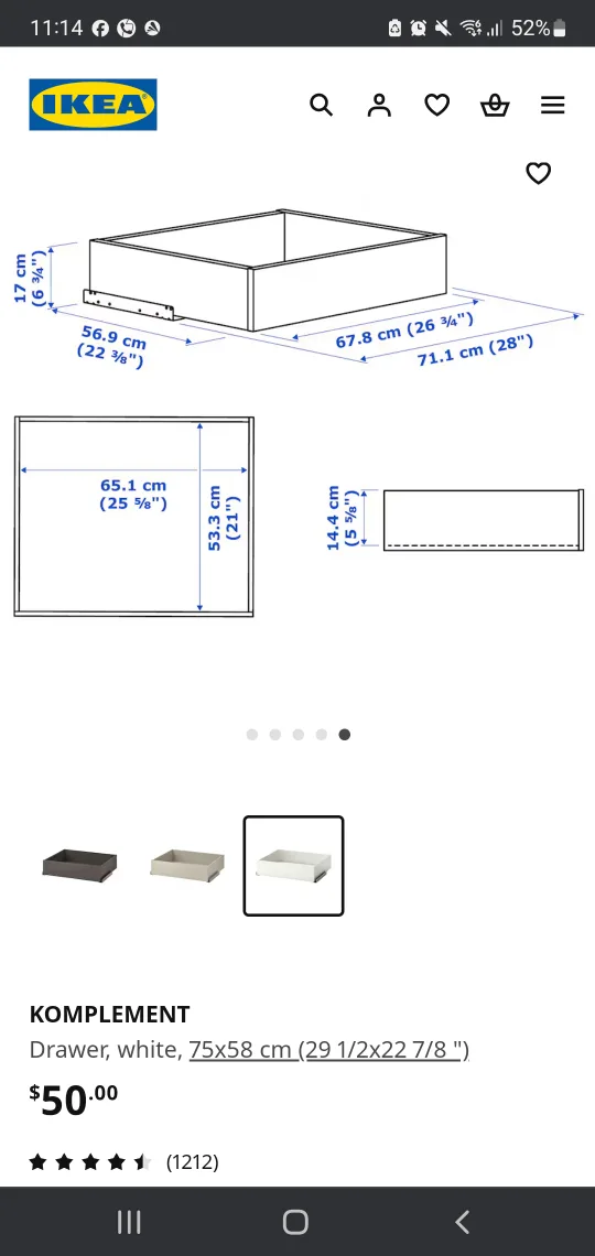 IKEA KOMPLEMENT Drawer - White - 75x58 cm image indicator(4)