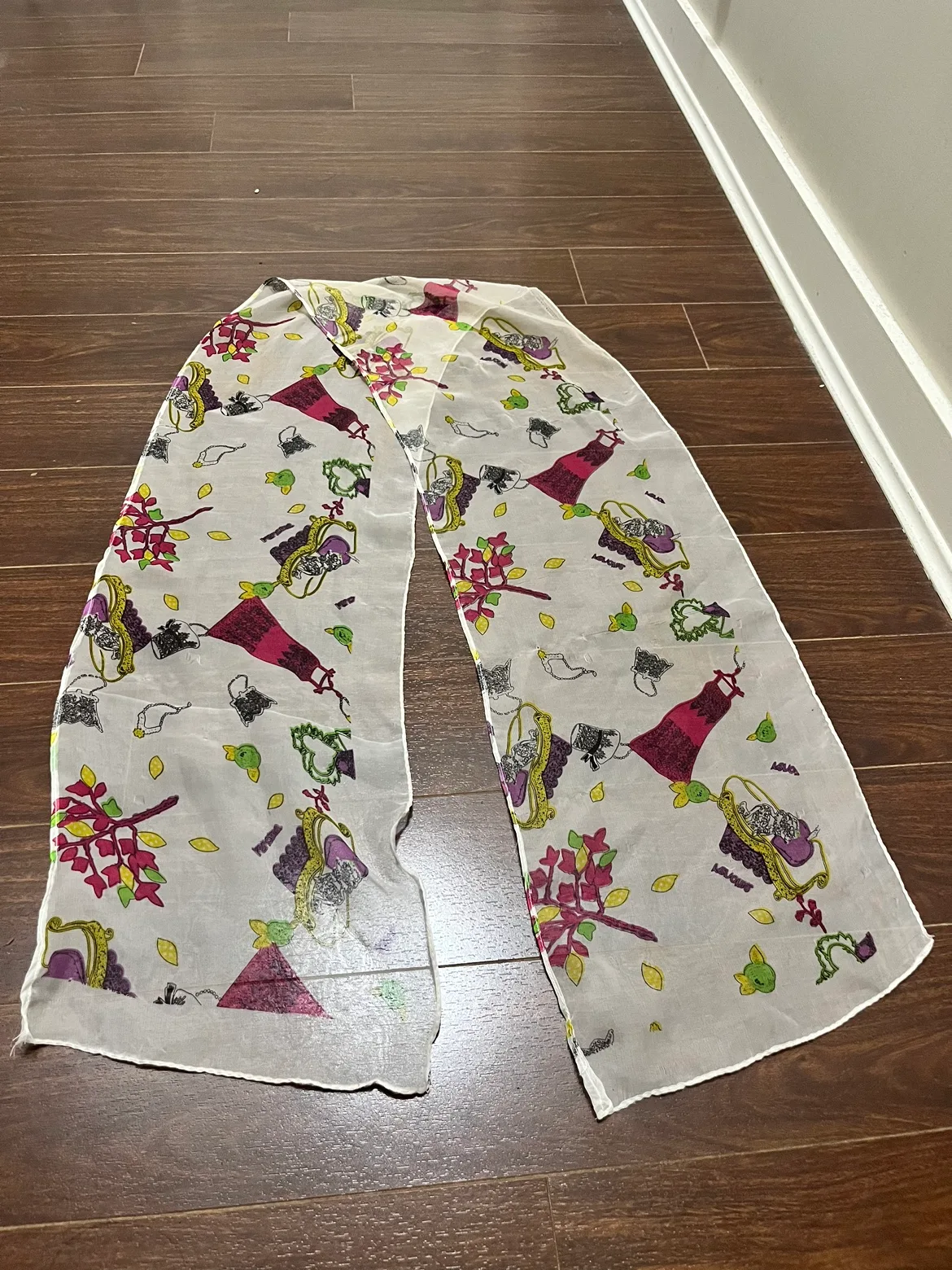 White Scarf with Floral Print thumbnail