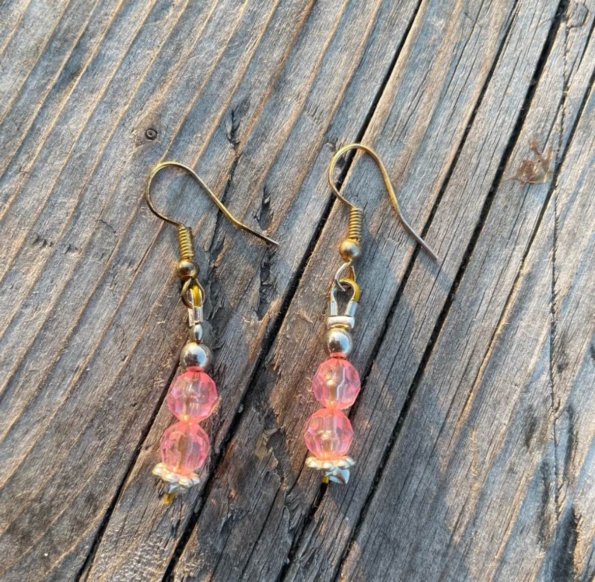 Pink Beaded Earrings thumbnail