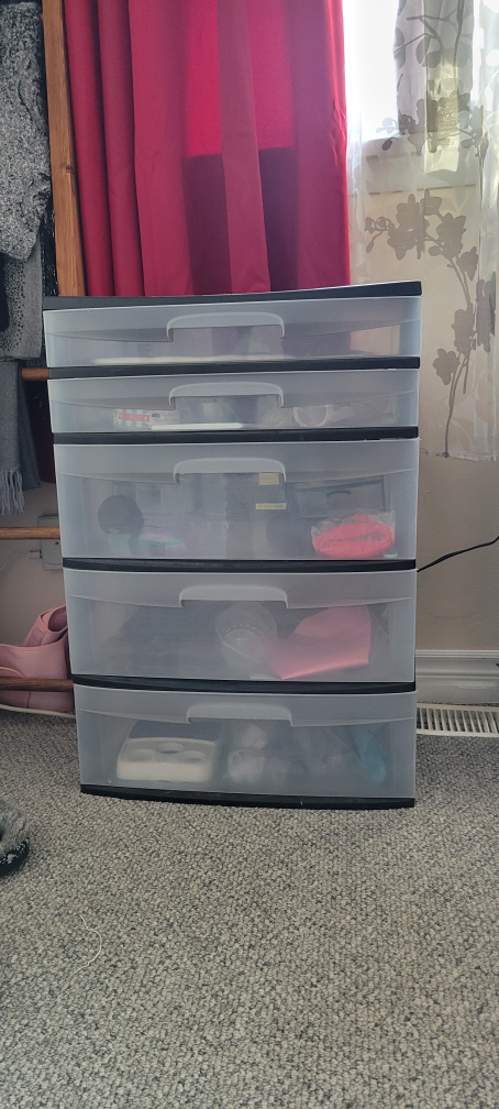 Sterilite 5 Drawer Storage Tower with baking items