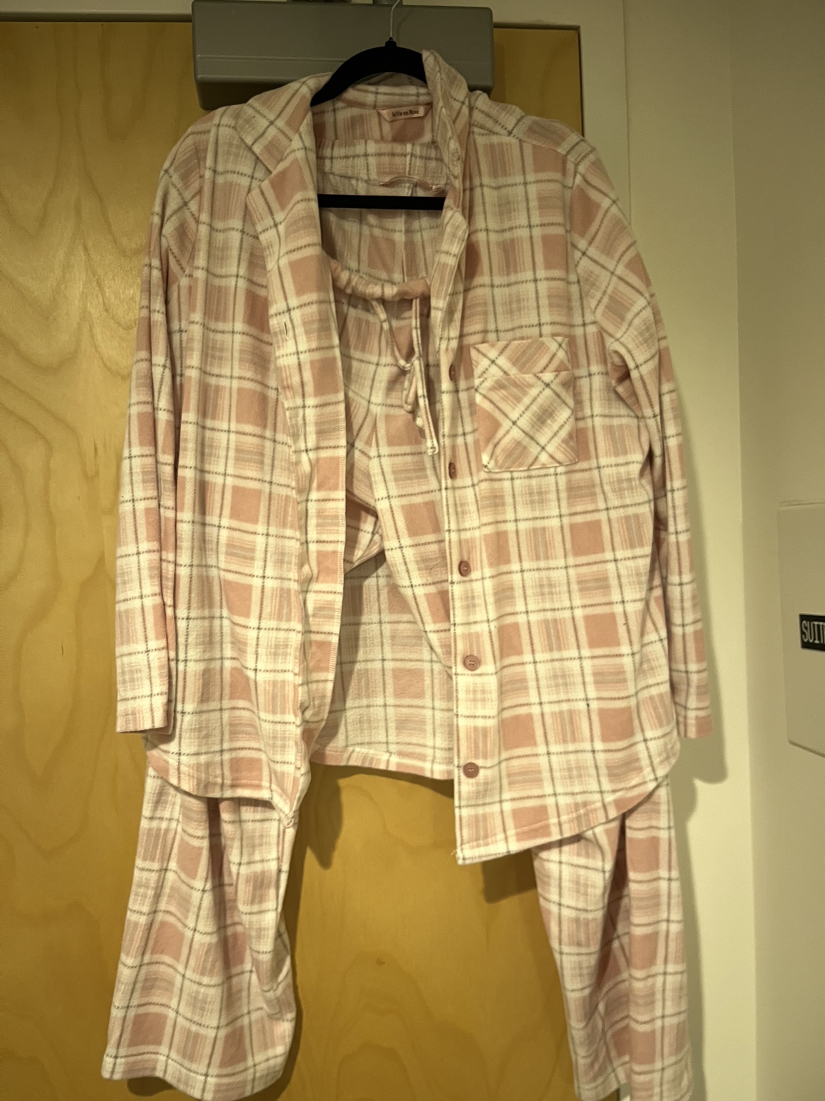 Pink and White Plaid Pajama Set