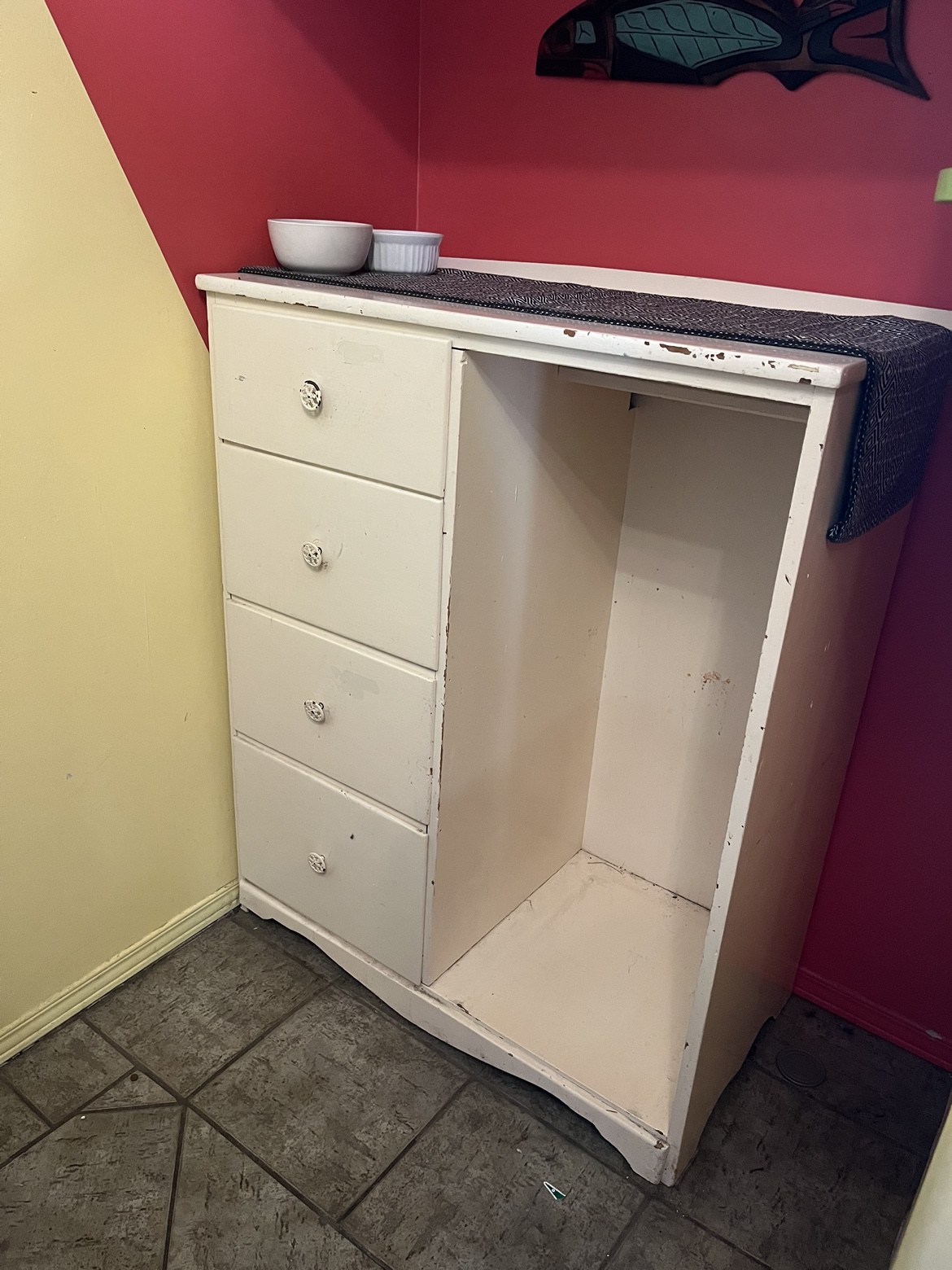 White Dresser with Hanging Space