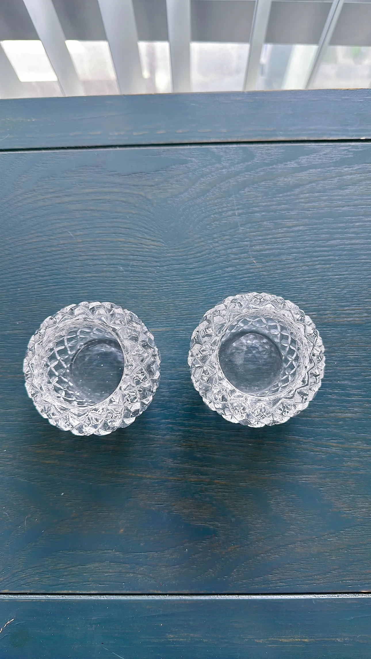 SET of 2 Clear Glass Tealight Candle Holders image indicator(9)