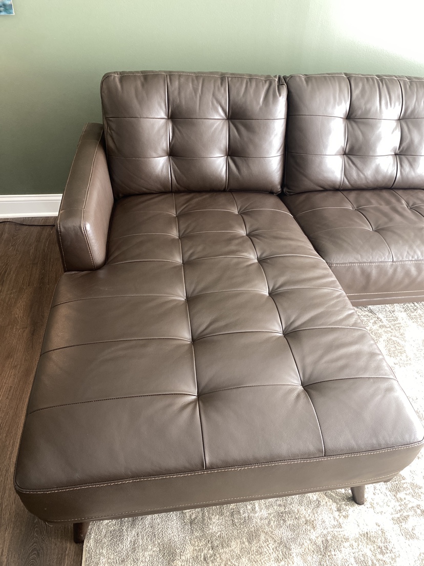 Brown Leather Sectional Sofa - photo 5