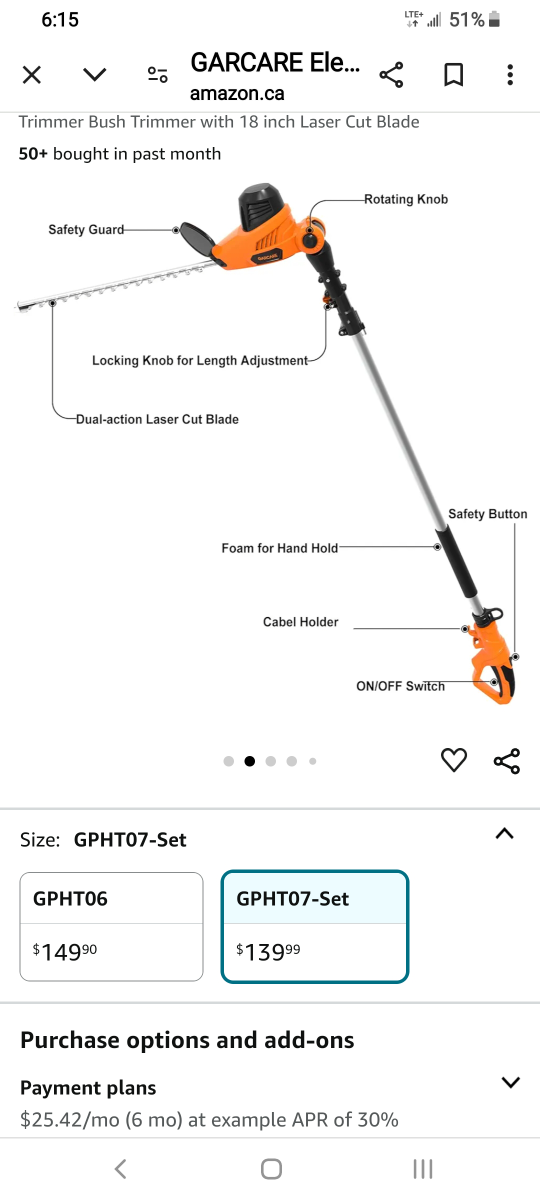 Hedge Trimmer GPHTO7-Set telescopic 10ft - photo 3