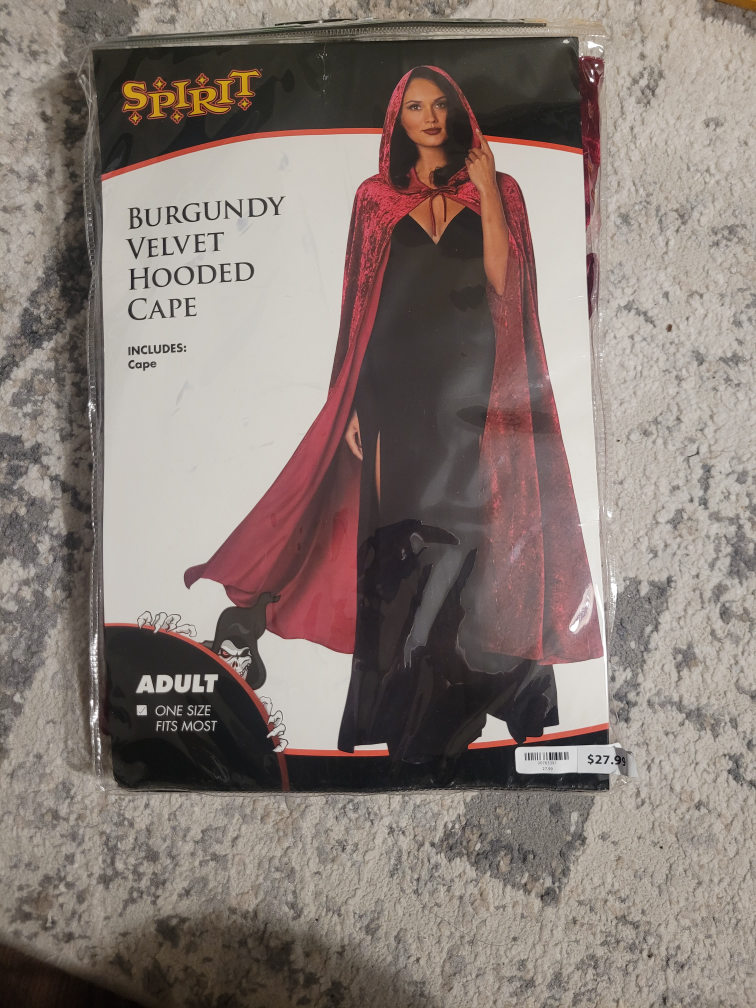Burgundy Velvet Hooded Cape
