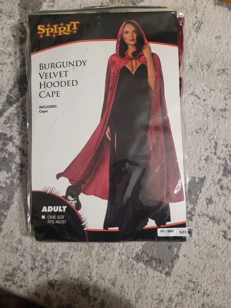 Burgundy Velvet Hooded Cape