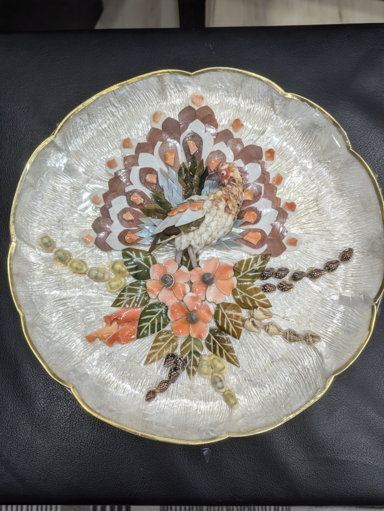 Vintage Seashell Peacock Wall Decor