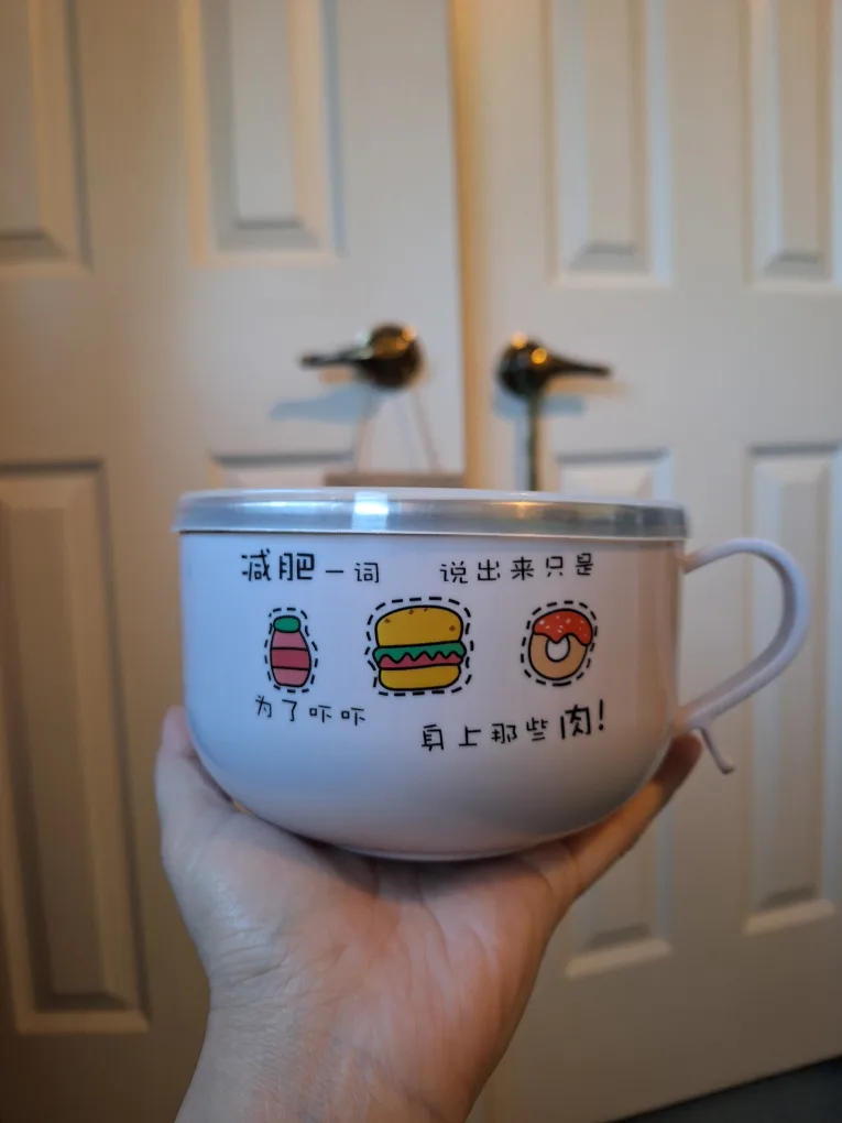 Pink Stainless Steel Bowl with Lid and Handle thumbnail
