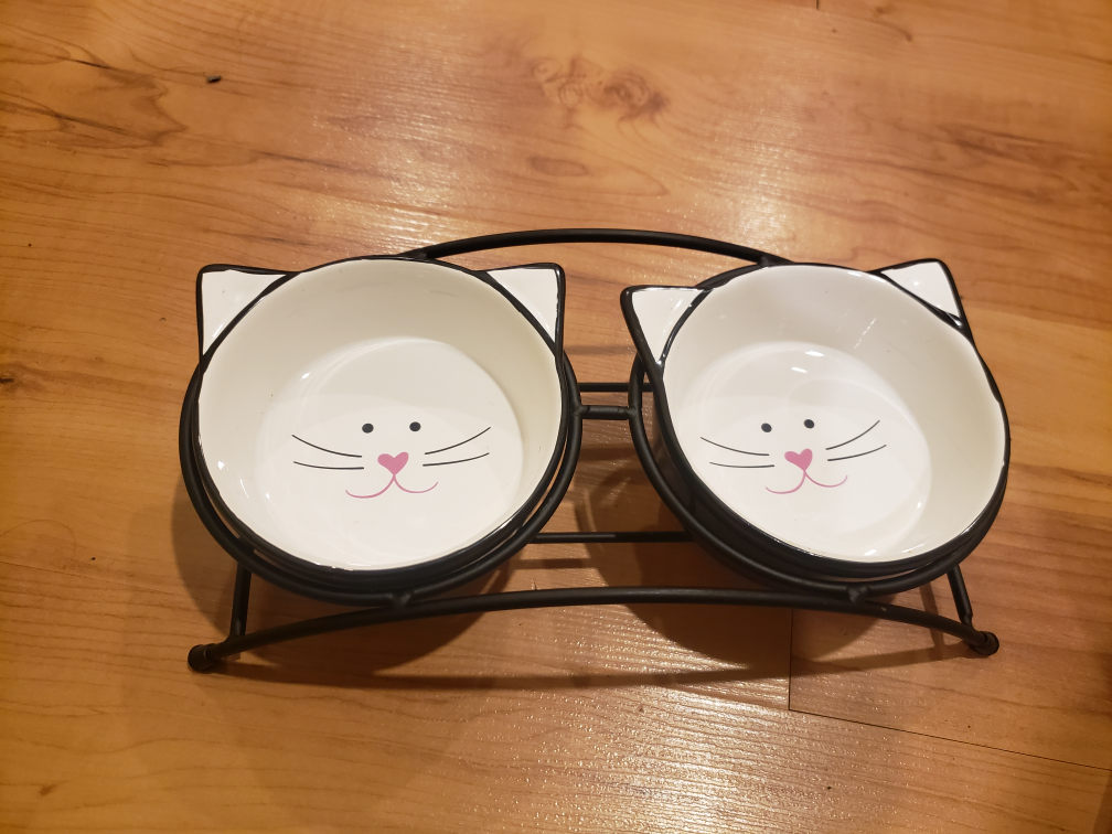 Cat Food and Water Bowls with Stand