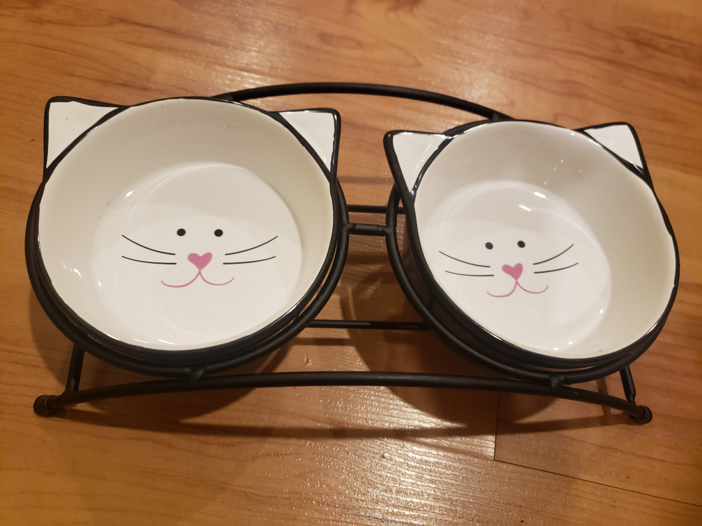 Cat Food and Water Bowls with Stand - photo 2