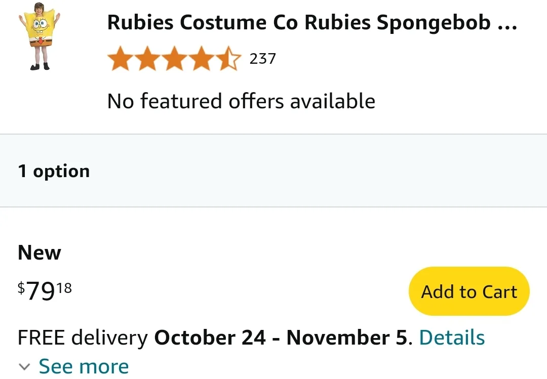#Halloween SpongeBob SquarePants Child Costume image indicator(3)