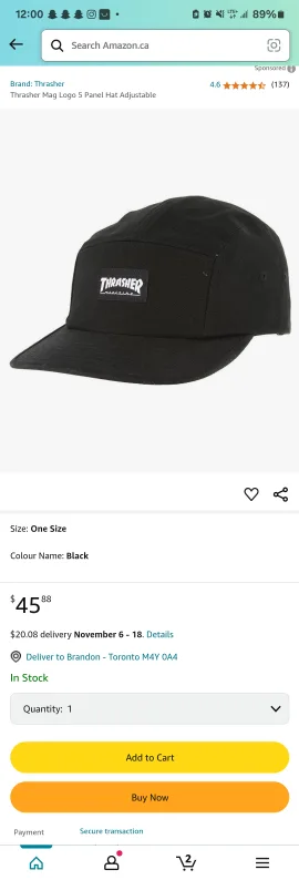 #freecycle Thrasher 5 Panel Hat Black image indicator(3)