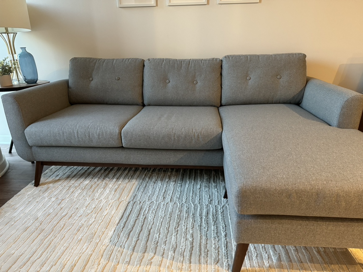 Grey Sectional Sofa, Reversible Chaise