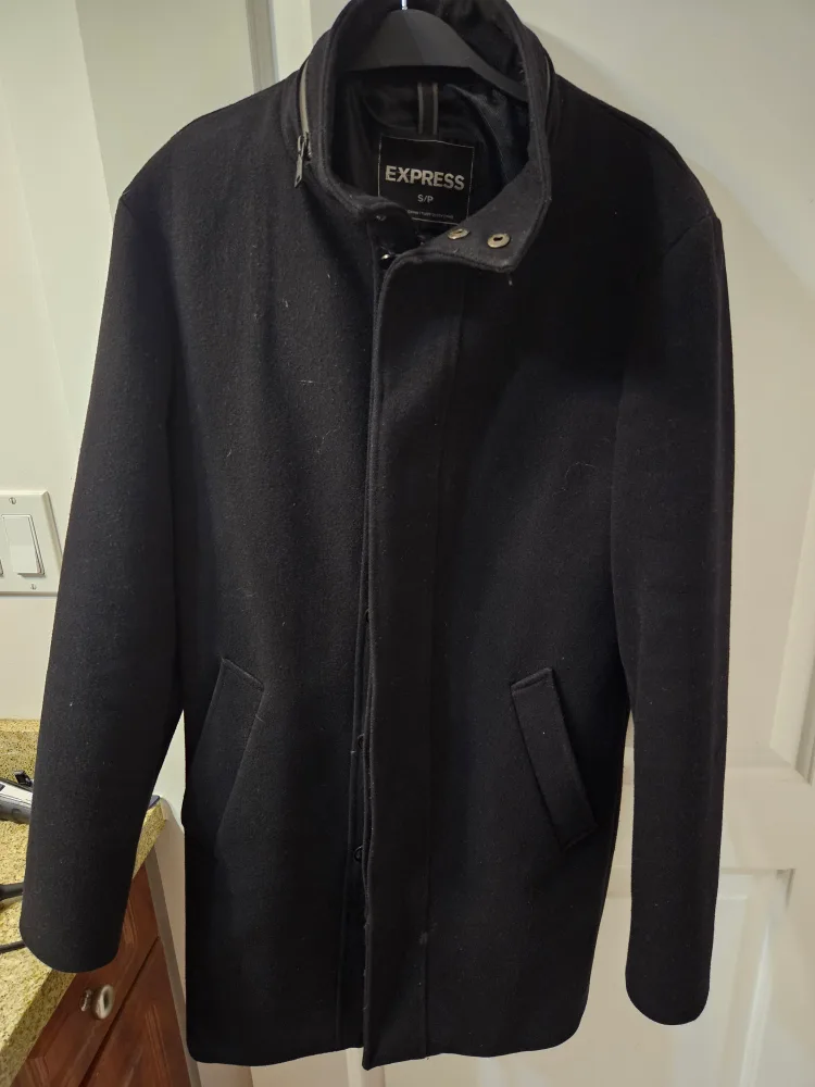 Express Men's Black Wool Coat thumbnail