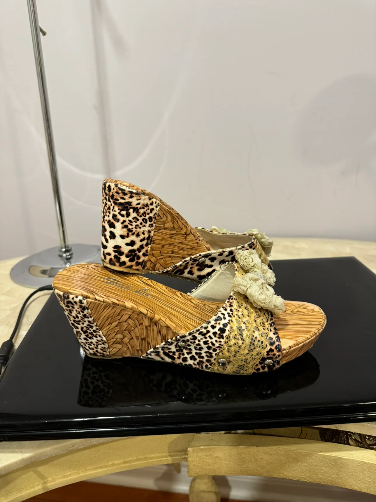 Leopard Print Wedge Sandals image indicator(2)