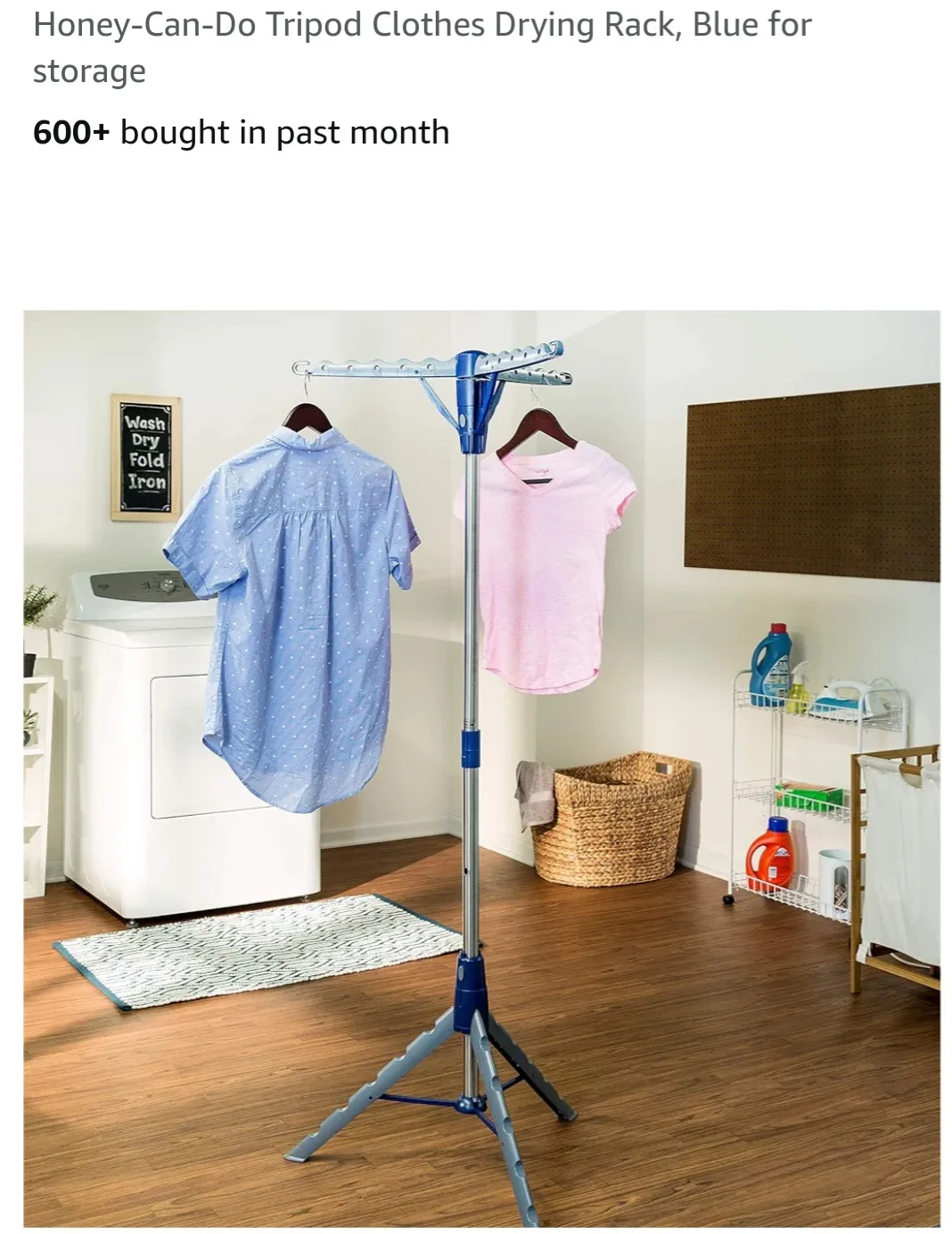 Honey-Can-Do Tripod Clothes Drying Rack, Blue image indicator(3)