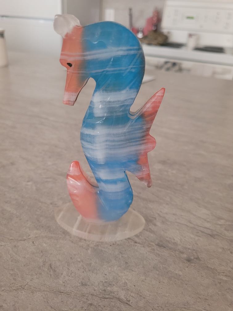 Blue and Pink Seahorse Figurine
