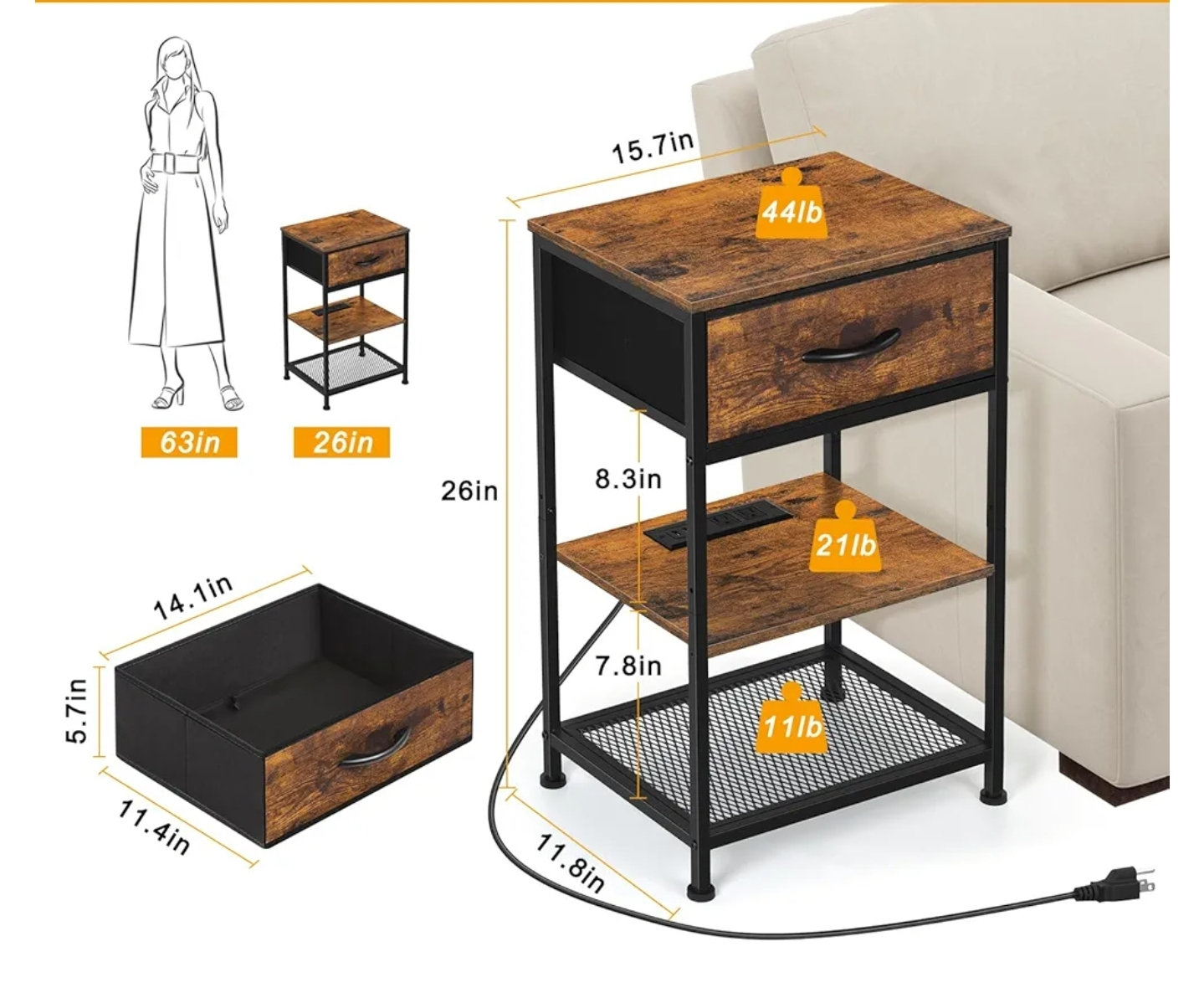 2 Nightstands with USB and Outlets - photo 3