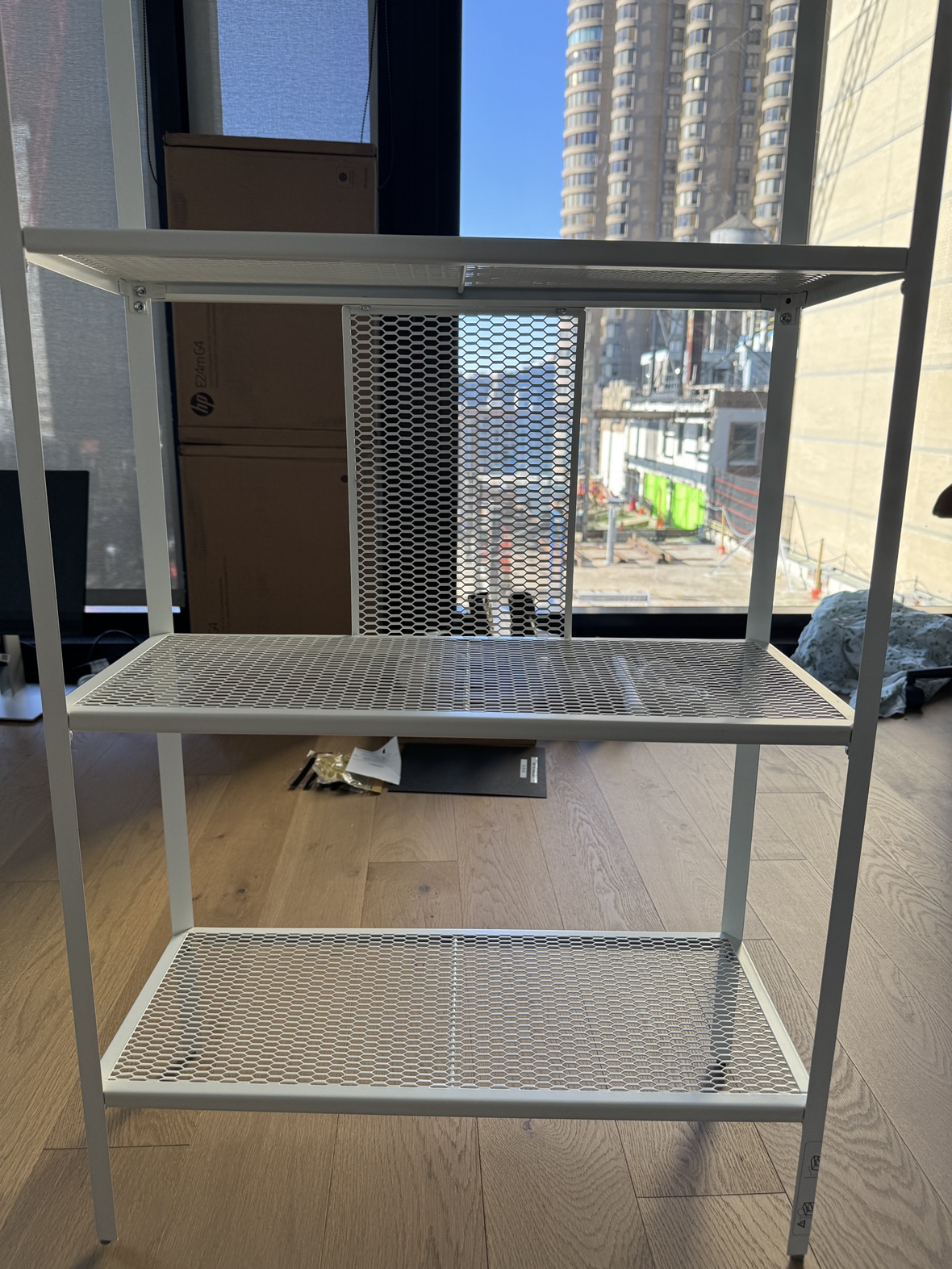 White Metal Shelf Unit
