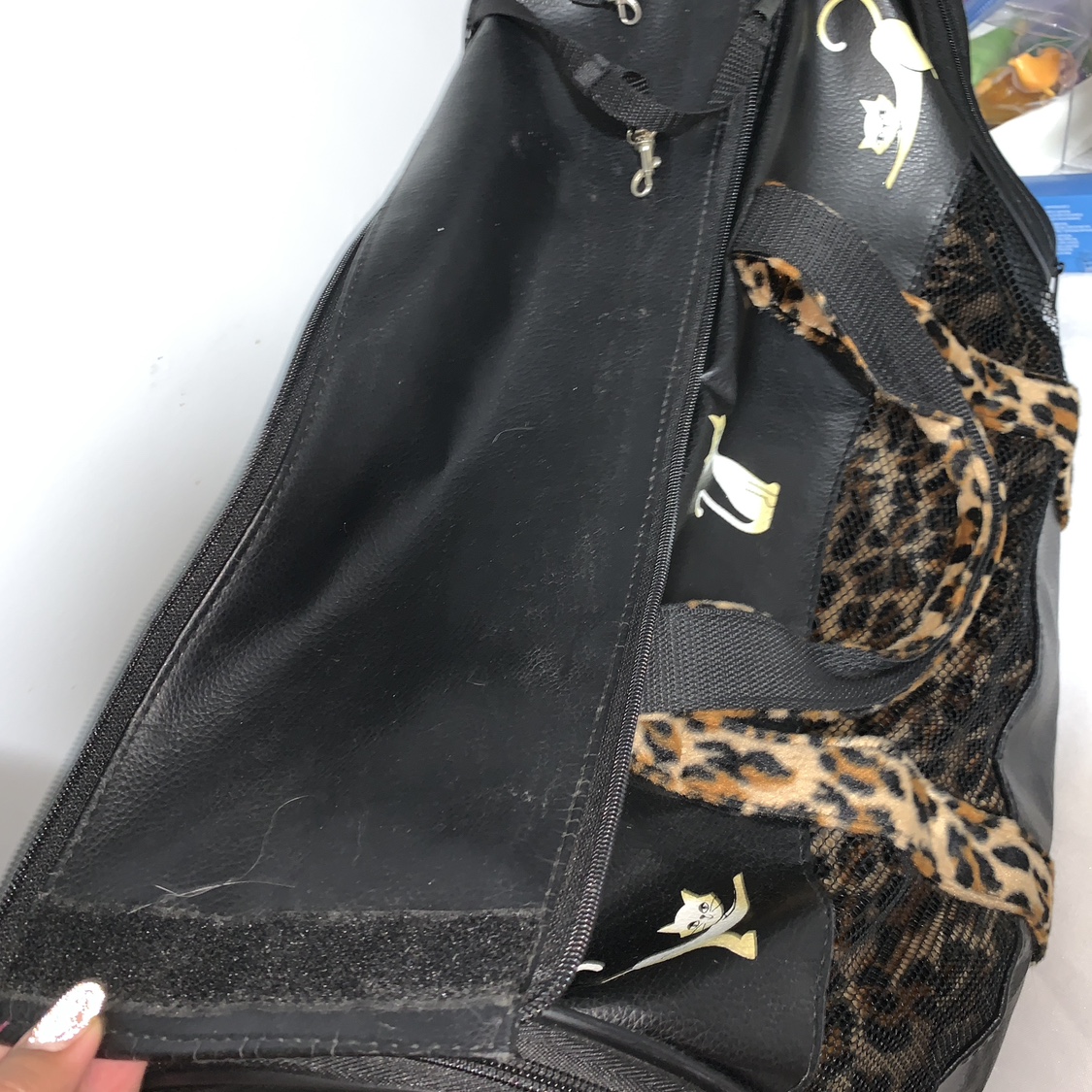 Cat Carrier Bag Leopard Print, black cat travel bag - photo 3