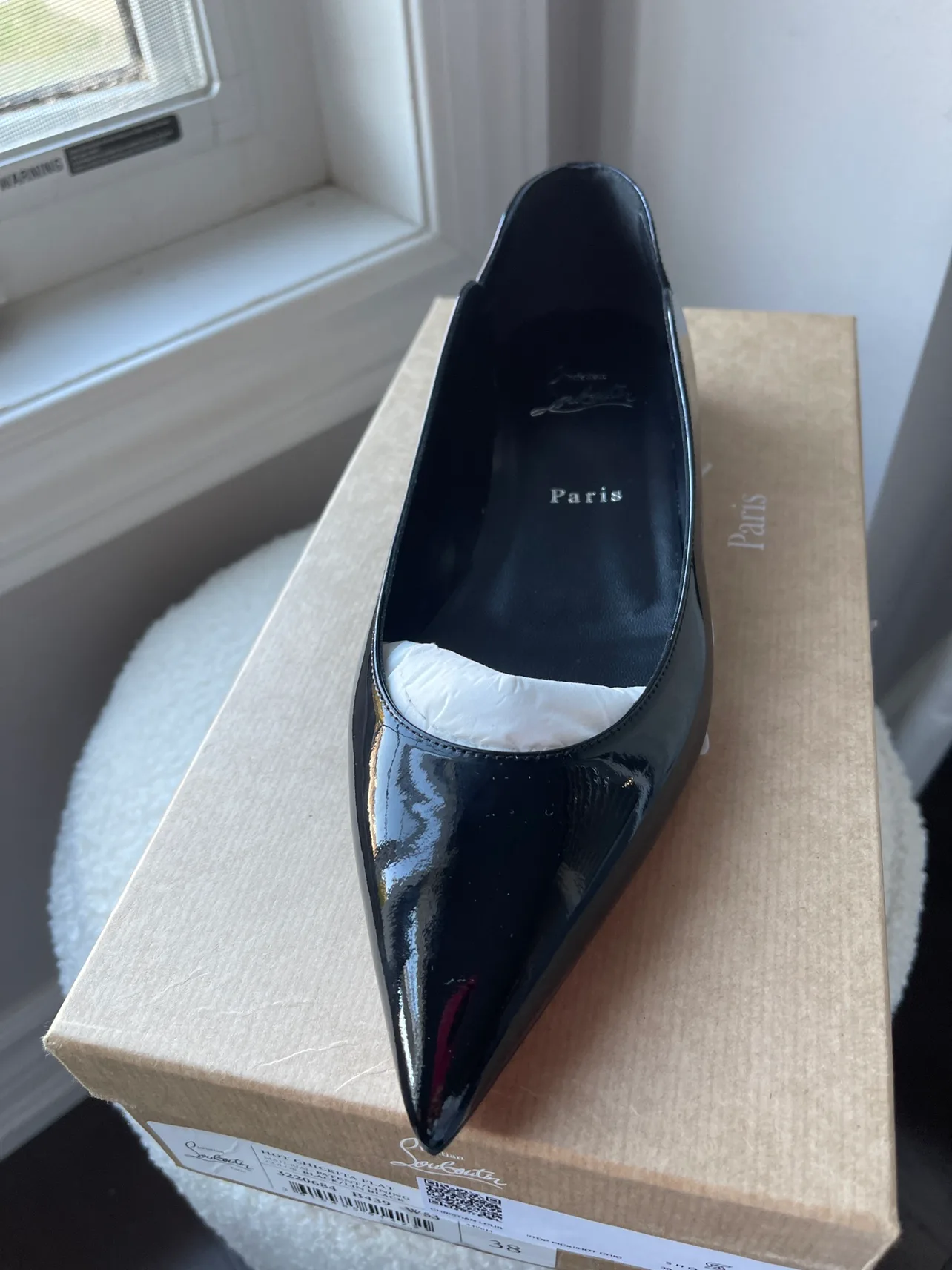 Christian Louboutin Black Patent Leather Ballerina Flats thumbnail