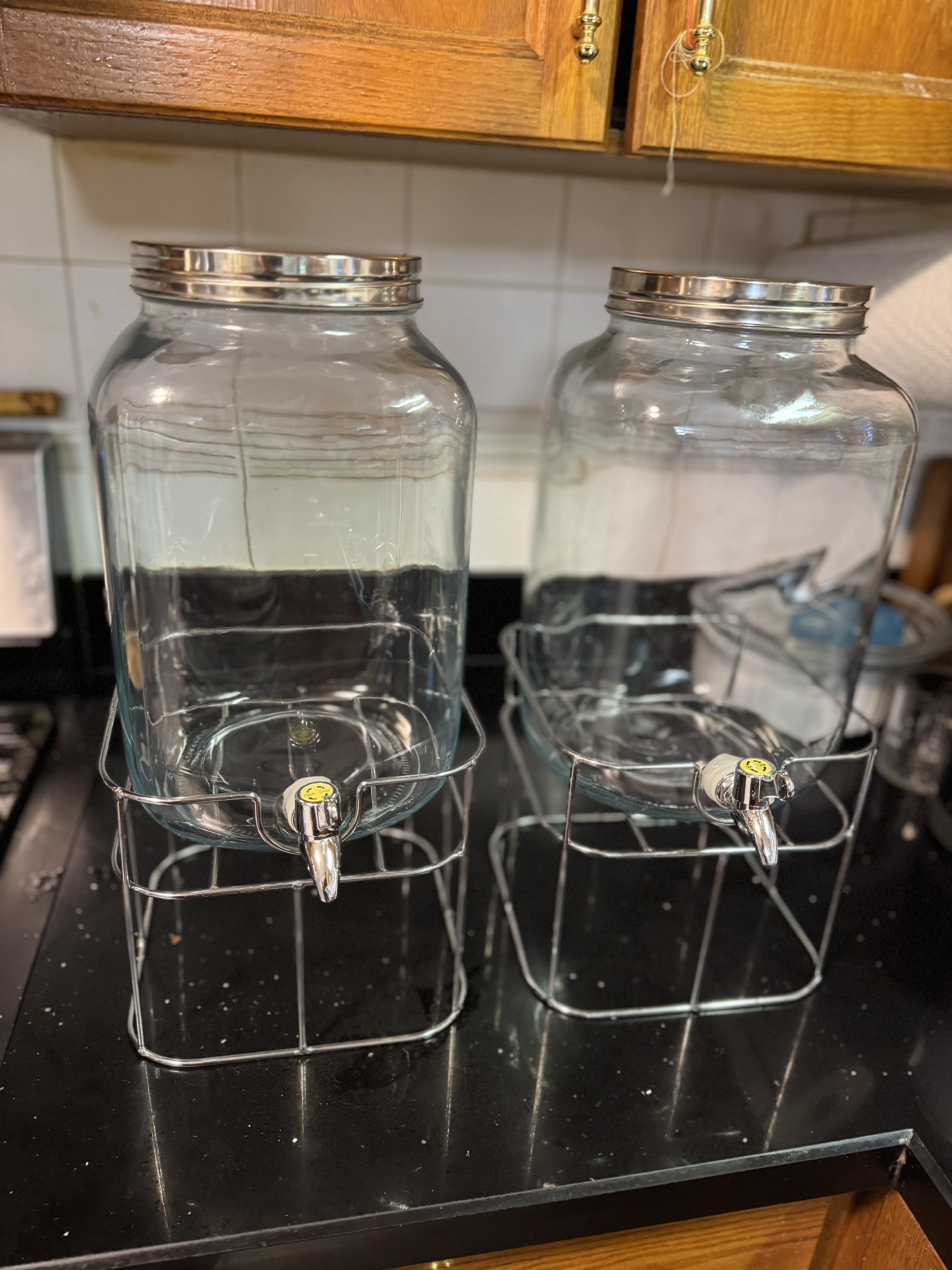 Glass Beverage Dispensers with Metal Stands