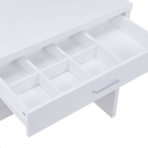 White Vanity Set with Sliding Mirror and Stool - photo 2