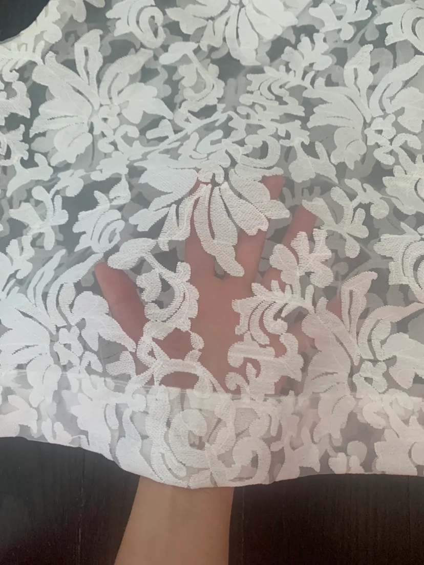 Banana Republic sheer white Floral Lace embroidered top size s image indicator(4)