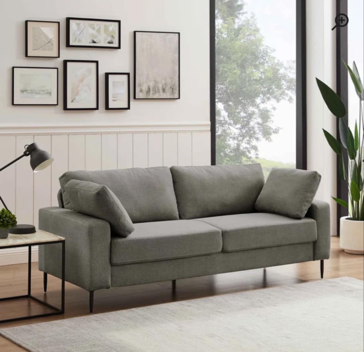 Gray Sofa with Black Legs