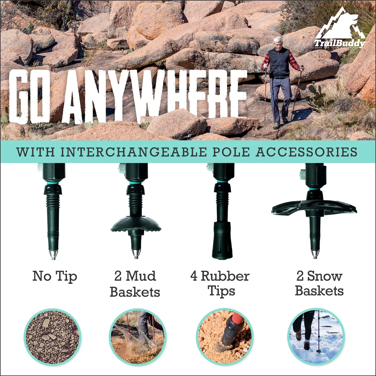 TrailBuddy Hiking Trekking Poles image indicator(5)