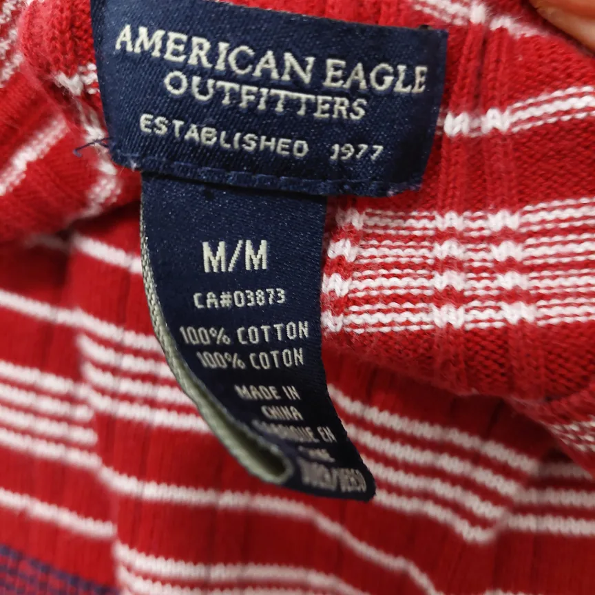 Junior Women's Eagle Red and White Striped Sweater 100% cotton image indicator(3)