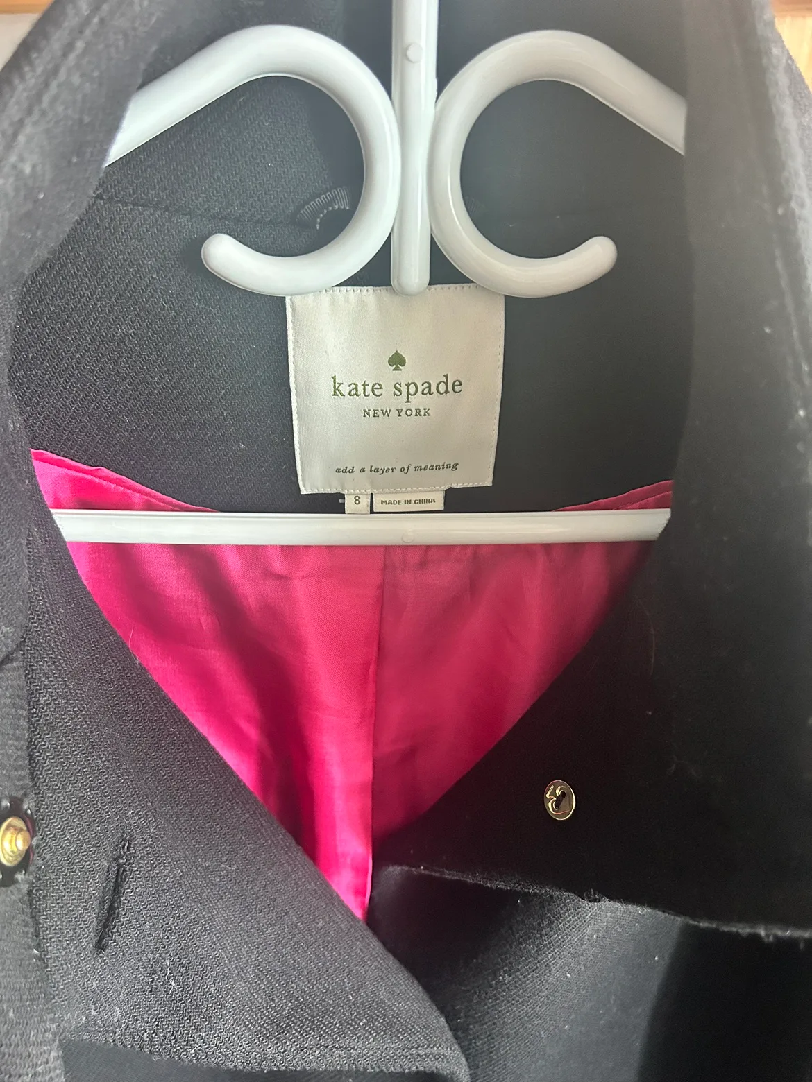 Kate Spade Black Wool Peacoat with Bow image indicator(2)