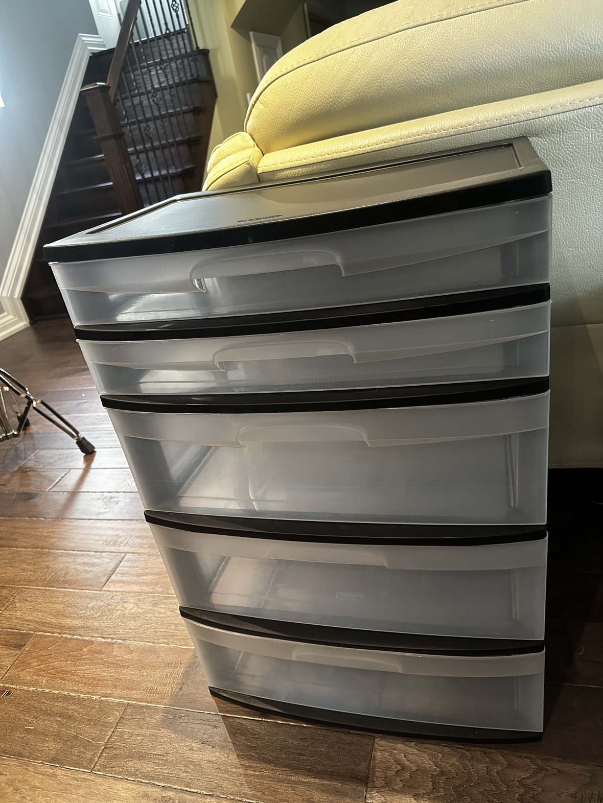 5-Drawer Tower, Black with Clear Plastic Drawers - Organizer